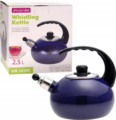 A product image showing a whistling kettle and its packaging.