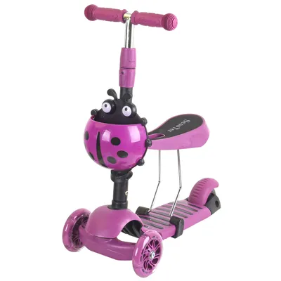 Produktbild von Enero Biedronka 3-in-1 Balancierroller & Rutscher Lila – Höhenverstellbar, Kippsicher, Multifunktionaler Kinderscooter