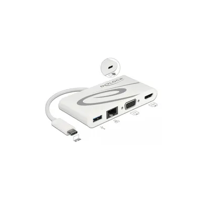 Produktbild von DeLOCK 87731, USB 3.2 Gen 1 (3.1 Gen 1) Type-C, Grau, Weiß, HDMI, RJ-45, USB 3.2 Gen 1 (3.1 Gen 1) Type-A, USB 3.2 Gen 1 (3.1 Gen 1) Type-C, VGA, Windows 10, Windows 8.1, Mac OS X 10.9 Mavericks, Android
