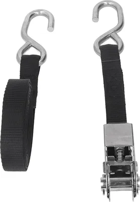 Produktbild von 1 Zoll 25 mm Spanngurte mit Ratsche, schwarz, rostfrei, präzise Nähte für Motorrad, Anhänger, LKW, Kajak, Boot, 5 m/16,4 Fuß