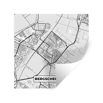 Obrázok produktu pre MuchoWow® Nálepka na stenu - Mapa - Bergschenhoek - Mapa mesta - 100x100cm - Samolepiaca a polohovateľná