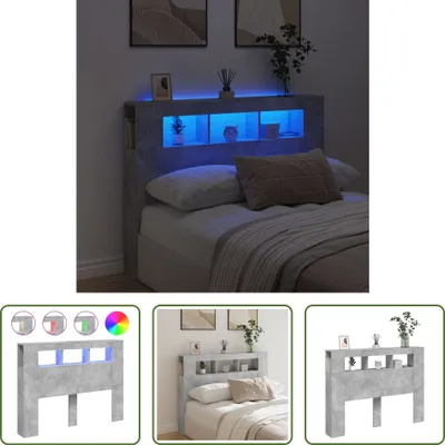 Produktbild von The Living Store LED-Kopfteil Betongrau 140x18,5x103,5 cm Holzwerkstoff
