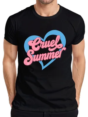 Immagine prodotto di Maglietta Cruel Summer Summer Heart Retro Pink Girls 80s Pop Festival Uomo, Nero, S