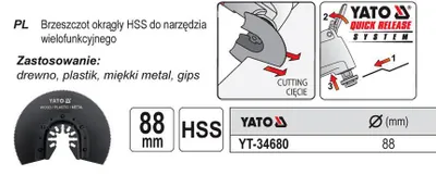 Zdjęcie produktu dla Yato Brzeszczot Okrągły Do Narzędzia Wielofunkcyjnego Hss Yt-34680