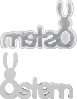 Produktbild von DIY Silikon Gießform Osterhase & Buchstaben, flexible Seifenform, Gipsform, Kerzenform, Harz, 11x17cm