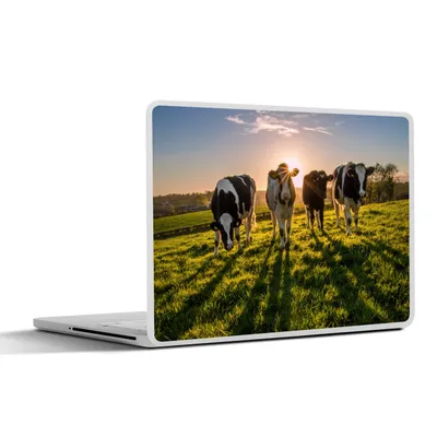 Produktbild von MuchoWow® Laptop Aufkleber Sticker Cover Kühe - Sonne - Gras - Tiere - Bauernhof 30x22 cm - Laptop-Sticker