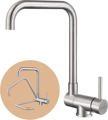 Produktbild von Küchenarmatur aus Edelstahl, 360° drehbar, faltbar, mit Luftsprudler, für die Küche