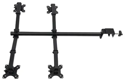 Image de Support pour moniteurs - Support de bureau à 4 bras pour 4 moniteurs - Rotation à 360° - Réglage de la hauteur de 0 à 40 cm - Inclinaison de ±90° - Capacité de charge de 9 kg par bras - Noir