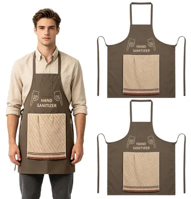 Küchenschürzen-Set Herren, 2 Stück, Polyester, verstellbar, braun, witzig
