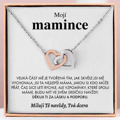 Obrázek produktu pro Lovilion Náhrdelník HEARTS s propletenými srdíčky a se vzkazem "Mojí mamince" - SAMIRA_HEARTS