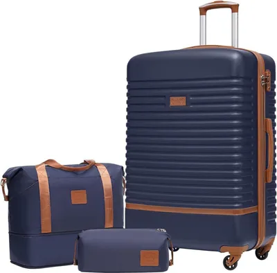 Produktbild von COOLIFE Mittelgroßes 3tlg ABS Hartschalen Koffer-Set, Rot/Braun