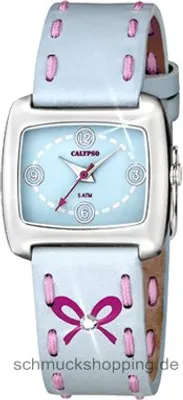 Produktbild von Calypso Analoge Kinderuhr Damenuhr Armbanduhr Lederband Blau K6045/3