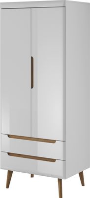 Masseno Drehtürenschrank NORDICO 80 cm Kleiderschrank Schlafzimmer Schrank 2-türig Weiß