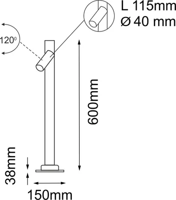 Immagine prodotto di Lampada da giardino a palo, 60 cm, faretto rotondo orientabile, 1xGU10 4W, GOSEN 9909 Shilo