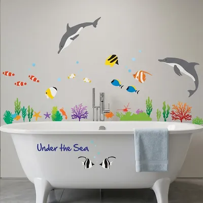 Produktbild von Dekorative Wandaufkleber mit Fisch- und Delfinmotiven