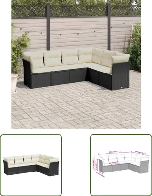Produktbild von The Living Store 6-tlg. Garten-Sofagarnitur mit Kissen Schwarz Poly Rattan