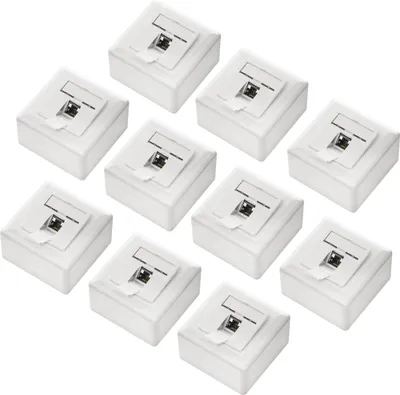 Produktbild von deleyCON 10x CAT6a Universal Netzwerkdose - 1x RJ45 Port - Geschirmt - Aufputz oder Unterputz - 10 Gigabit Ethernet Netzwerk - EIA/TIA 568A&B - Weiß