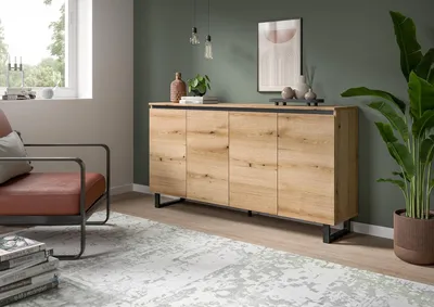Produktbild von Tomasa Sideboard 4 Türen Eiche Nachbildung.