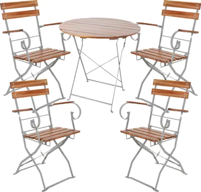 Produktbild von 5er Biergarten Set Biergartengarnitur Biergartenmöbel rund Ø80cm