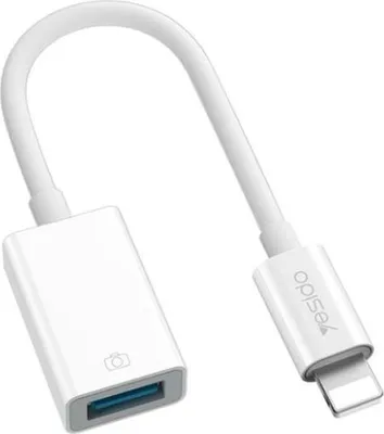 Image de Adaptateur Yesido USB-A vers Lightning OTG, 15 cm - Blanc