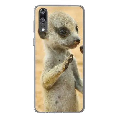 Produktbild von MuchoWow® Handyhülle Schutzhülle Hülle für Huawei P20 Erdmännchen - Braun - Tier Silikon Softcase Handy Hülle - Hardcover