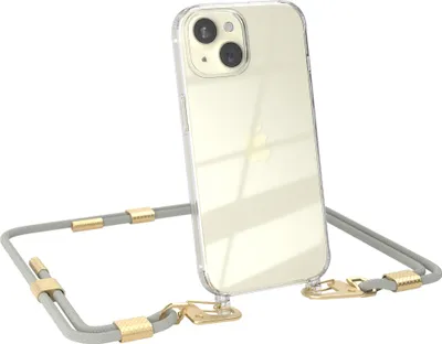 Produktbild von EAZY CASE Handykette für Apple iPhone 15, Transparente Silikonhülle mit Band, Clear Case, abnehmbar in  Beige