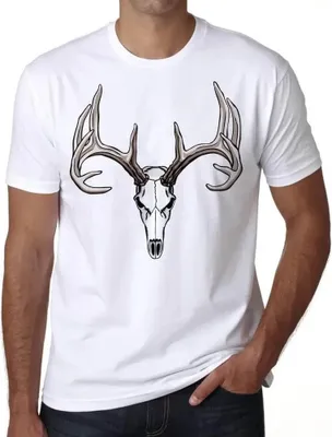 Produktbild von Herren Grafik T-Shirt Hirsch-Totenkopf-Tattoo – Deer Skull Tattoo – Öko-Verantwortlich Vintage Jahrgang Kurzarm Lustige Druck Geburtstag Geschenk Mann