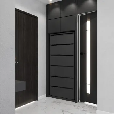Image de Armoire à chaussures pour l'entrée | Étagère à chaussures modulaire | Armoire avec espace de rangement pour les chaussures | Banc à chaussures avec l'abattant GRIS MATTE Commode à chaussures
