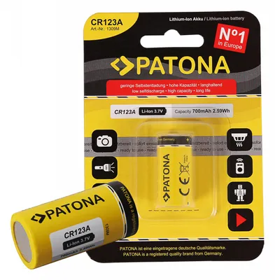 Produktbild von PATONA Akku CR123A 16340 Zelle Li-Ion 3,7V 700mAh