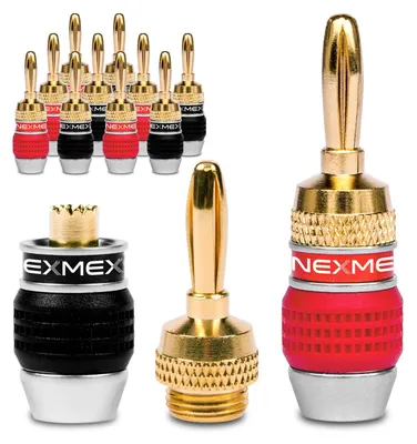 Produktbild von Bananenstecker Vergoldet Steckverbinder 12x Stecker Set NEXMEX Lautsprecherkabel