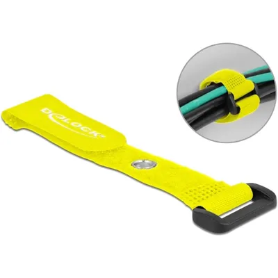 Produktbild von DeLOCK Klett-Kabelbinder mit Schlaufe und Befestigungsöse L 150 x B 20 mm gelb 5 Stück, Kabelbinder mit Klettverschluss, Gelb, 150 mm, 20 mm, 5 Stück(e)