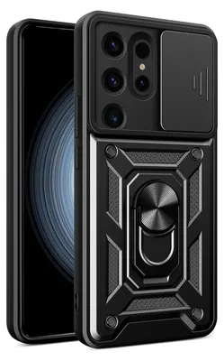Obrázok produktu pre Pre Samsung Galaxy S24 Ultra – ochranný kryt s magnetickým krúžkom na fotoaparát, puzdro na mobil, čierne