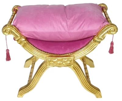 Produktbild von Casa Padrino Barock Sitzhocker - Kreuzhocker Rosa / Gold - Möbel