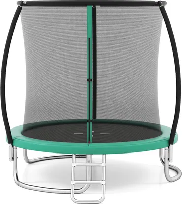 Produktbild von COSTWAY Ø244cm Trampolin Outdoor, Gartentrampolin rund mit Leiter, Sicherheitsnetz, Randabdeckung&Metallrahmen, Kindertrampolin für Kinder&Erwachsene