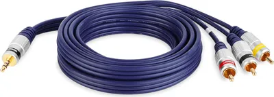 Image de Câble jack 3,5 mm (fiche à 4 broches) - 3 fiches RCA VITALCO Câble jack 3,5 mm (fiche à 4 broches) - 3 fiches RCA VITALCO 2,5 m (JKD80)