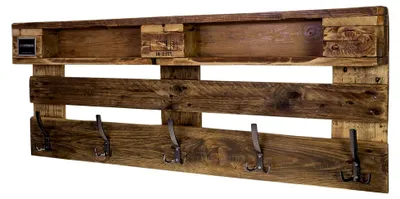 Produktbild von Wandgarderobe 120 x 47 x 14 cm rechteckig – Garderobe im VINTAGE Look mit Ablage – Holzgarderobe mit Haken