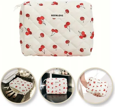 Immagine prodotto di Flamenco Mystique Borsa cosmetica da donna trapuntata in ciliegio 19 x 24 x 7 cm KS124