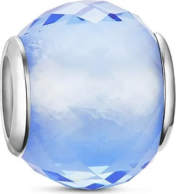 Produktbild von PANDACHARMS Kleiner Blauer Facettenglas Charm, 925er Sterling Silber, passt zu Pandora