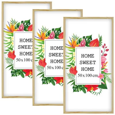Produktbild von MG Design Set aus 3 Natural Bilderrahmen A2 42 x 59,4 cm - Aus echtem Holz mit Acrylglas, zum Aufhängen & Aufstellen, für Fotos, Poster & Puzzle