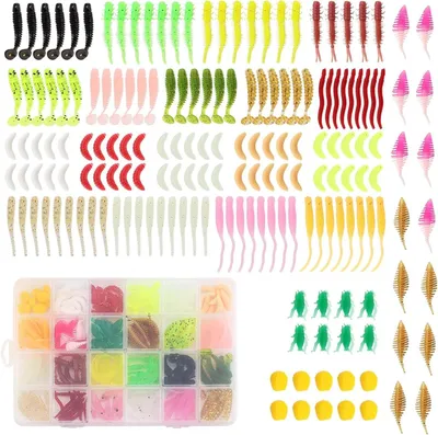 Productafbeelding van Vis Lokaas Set - Zachte Kunstaas - Vissen Op Baars - Realistische Beweging - 190 Stuks - Multicolor
