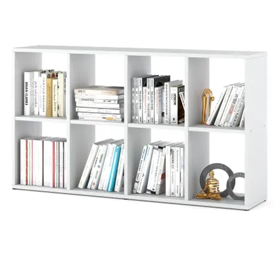 Zdjęcie produktu dla STIV Möbel | Regał 129,4x29x70,4 cm Biały Mat | 8 półek (2x4) | Pionowo lub poziomo | Do salonu, biura, pokoju dziecięcego