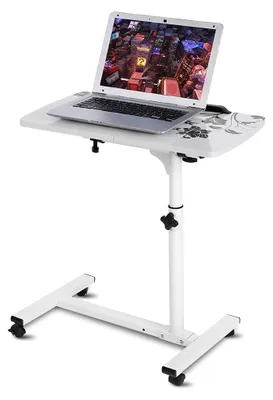 Zdjęcie produktu dla Regulowane biurko do laptopa - Wielofunkcyjny stół na kółkach - Wysokość 62-88 cm