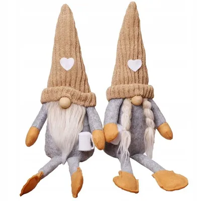 Image de Lot de 2 lutins de Noël KRUMAD - Figurines de lutins scandinaves de 40 cm pour Noël - Lutins décoratifs lestés - Décoration de Noël d'intérieur pour table
