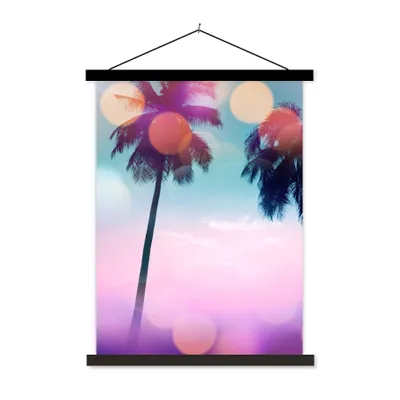Produktbild von MuchoWow® Textilposter Sommer - Palmen - Himmel - Rosa 40x53 cm mit schwarzem Rahmen - Abbildung