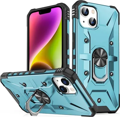 Produktbild von Mobigear Armor Ring iPhone 14 Plus Hülle Hardcase Backcover Stoßfest mit Ringhalter - Blau