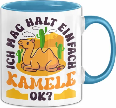 Produktbild von Kamel-Liebhaber Tasse Geschenk Ich Mag Halt Einfach Kamele Ok Geschenkidee Geburtstag Kaffee-Becher (Blau)
