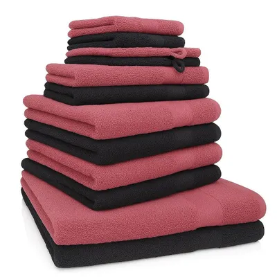 Produktbild von Betz 12-tlg. Handtuch-Set PREMIUM 2 Duschtücher 4 Handtücher 2 Gästetücher 2 Seiftücher 2 Waschhandschuhe  Farbe: graphit / beere