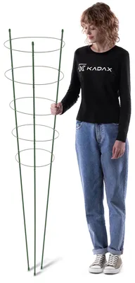 Produktbild von Pflanzenstütze - Stahl Blumenstab 150 cm - Verstellbare Ringe - Gartenstab für Blumen - 1 Stück - Grün