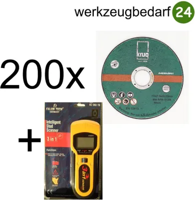 Produktbild von Set 200 Stck. Trennscheibe Inox C 125x1.0 mm für Edelstahl Metal Blech Eisen + 1 Leitungsfinder