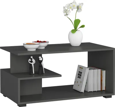 Image de Akord Table Basse Pin Gris Graphite Brillant 90X51X45